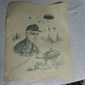 GENERAL WILLIAM WESTMORELAND SIGNED PRINT BY BATES 1326/1400 101st AIRBORNE